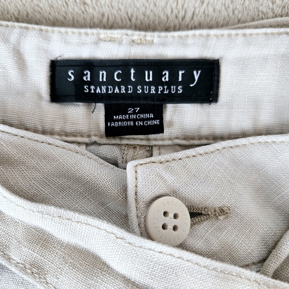 Sanctuary Women's 100% Linen Tie-Waist Shorts Beige Size 27 - Picture 4 of 14